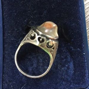 Antique blister pearl ring in Sterling setting